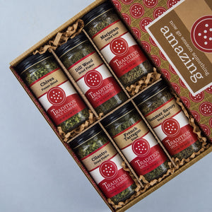 Basic Herbs Pantry Pack 2 gift box filled with assorted dried herb jars.