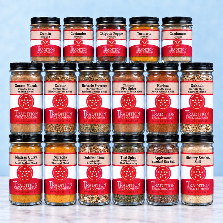 Master Chef Mega Pack – 17 Global Spices & Seasonings to Raise your Cooking Game - Zaatar, Dukkah, Garam Masala, Harissa